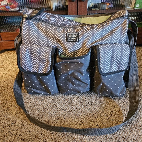 Carter's Child Of Mine White Grey Diaper Bag - Picture 1 of 9